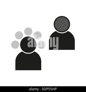Concetti intelligenti di mente umana. Icone vettore persona pensante. Dettagli di processi di pensiero complessi. Psicologia benessere mentale. EPS 10. Illustrazione Vettoriale