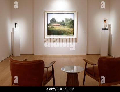 New York, Stati Uniti. 13 febbraio 2026. Schober (Haybarn) di Gerhard Richter è in mostra al Christie's venerdì 13 febbraio 2026 a New York. Christie's venderà due squisiti esempi di Gerhard Richter, una leggenda dell'arte contemporanea ampiamente considerata come il più grande pittore vivente. Le opere sono una tela astratta del 1991 e un paesaggio del 1984, ed entrambe sono in vendita nella nostra vendita serale a Londra il 5 marzo. Saranno esposti per un periodo limitato a New York foto di John Angelillo/UPI Credit: UPI/Alamy Live News Foto Stock