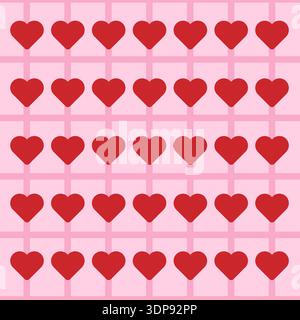 Motivo senza cuciture per San Valentino con cuori rossi. Illustrazione vettoriale Illustrazione Vettoriale