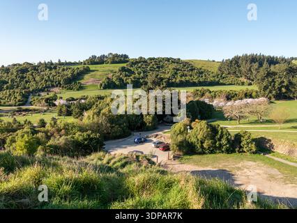 Primavera all'Halswell Quarry Park, Christchurch, nuova Zelanda. Foto Stock