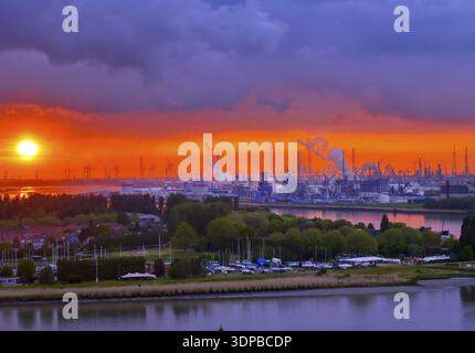 Vista aerea del porto di Anversa, Belgio Foto Stock