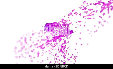 Spruzzi di liquido viola su rendering super 3d bg bianco Foto Stock