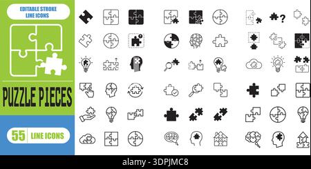 Set puzzle di varie dimensioni. Set vettoriale pezzi puzzle. Separare la capacità di cambiare Illustrazione Vettoriale