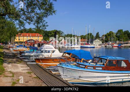 Splendida vista sul porto di Hjo in Svezia Foto Stock