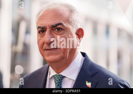 Monaco, Germania. 13 febbraio 2026. Reza Pahlavi, in esilio, parla alla 62a Conferenza sulla sicurezza di Monaco, a Monaco, Germania, il 13 febbraio 2026. Foto di Javad M.Parsa/Parspix/ABACAPRESS.COM credito: Abaca Press/Alamy Live News Foto Stock