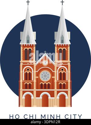 Cattedrale di Notre-Dame Basilica di Saigon - illustrazione di scorta come file EPS 10 Illustrazione Vettoriale