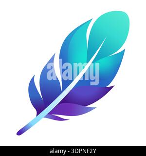 Design in piuma colorata con sfumature blu e verdi Illustrazione Vettoriale