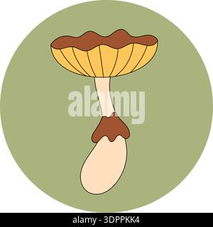 Badge adesivo con funghi retrò Groovy Illustrazione Vettoriale