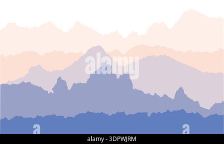 Paesaggio montano minimalista. Colline o rocce colorate astratte. Illustrazione Vettoriale