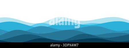 Onde oceaniche blu astratte a strati per l'acqua, il mare e l'oceano illustrazione vettoriale Illustrazione Vettoriale