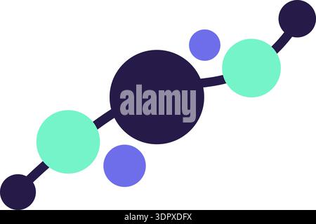 Adesivo con profilo a doodle con tecnologia ai blu e turchese e punti. Icona Bright Flat Illustrazione Vettoriale