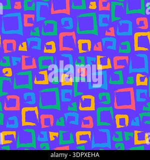 Motivo grunge brillante e colorato con forme astratte, scarabocchi, scarabocchi ed elementi geometrici Illustrazione Vettoriale