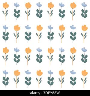 Motivo senza cuciture con fiori gialli e blu Illustrazione Vettoriale