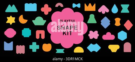 Set di forme geometriche astratte colorate e divertenti Illustrazione Vettoriale