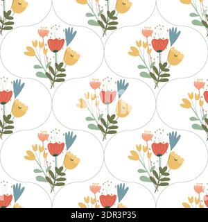 motivo senza cuciture con mazzi di fiori colorati Illustrazione Vettoriale