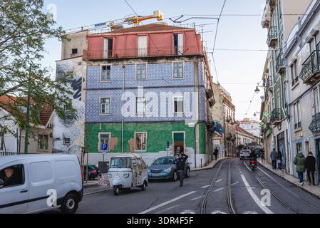 Rua da Graca street in Graca quartieri di Lisbona, Portogallo Foto Stock