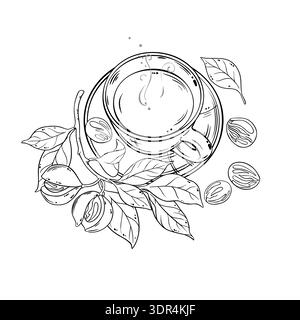 Illustrazione della tazza di tè alle noce moscate. Illustrazione Vettoriale