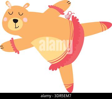 Orso in tutù. Carino ballerino animale Illustrazione Vettoriale