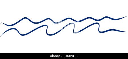Serie di linee ondulate parallele come cavi morbidi. Le strisce spesse e fluide creano un ritmo d'onda orizzontale per intestazioni astratte, layout a tema audio o acqua e motivi minimalisti isolati in bianco Illustrazione Vettoriale