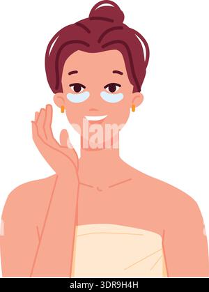 Donna con occhielli. Procedura di bellezza della pelle del bagno isolata su sfondo bianco Illustrazione Vettoriale