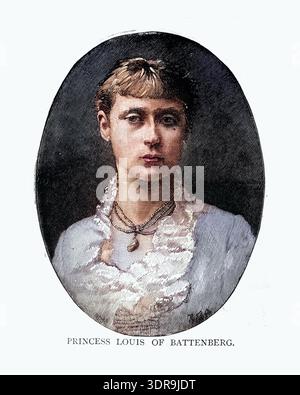 Illustrazione vintage della principessa Vittoria d'Assia e del Reno, in seguito Victoria Mountbatten, marchesa di Milford Haven Foto Stock