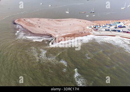 Immagine drone di Shaldon e Teignmouth sul fiume Teign nel Devon. Foto Stock