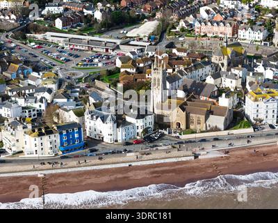 Immagine drone di Shaldon e Teignmouth sul fiume Teign nel Devon. Foto Stock