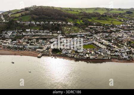 Immagine drone di Shaldon e Teignmouth sul fiume Teign nel Devon. Foto Stock