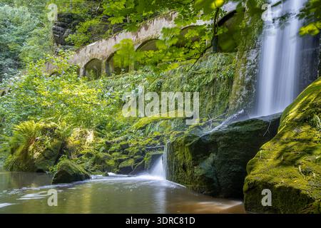 Vecchia centrale idroelettrica di Niezelgrund, cascata della gola di Lohmen Foto Stock