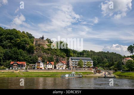 Il paesaggio dell'Elba vicino a Bad Schandau Foto Stock