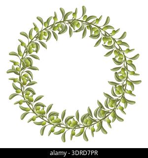 Corona rotonda di olive con olive verdi Illustrazione Vettoriale