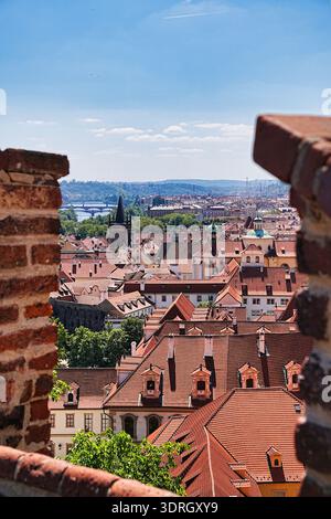 Vista di Praga dal castello Foto Stock