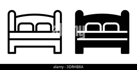 Scopri queste semplici icone in bianco e nero per un design minimalista. Perfetto per rappresentare il comfort e il relax in vari progetti. Illustrazione Vettoriale