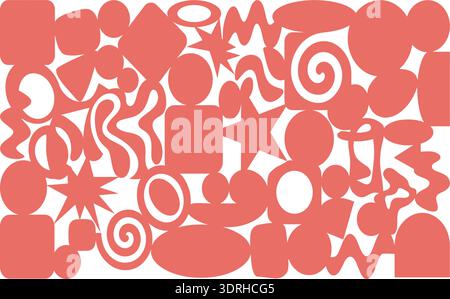 Sfondo per forme geometriche in corallo astratto – moderno design a pattern organico Illustrazione Vettoriale