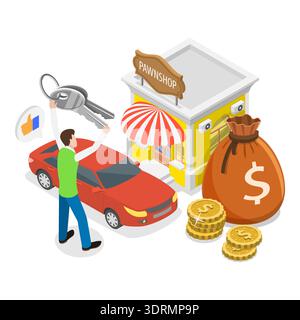 Illustrazione concettuale del vettore piatto isometrico 3D di Pawnshop Foto Stock