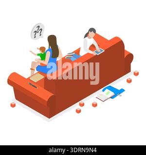Illustrazione concettuale del vettore piatto isometrico 3D del problema ADHD Foto Stock