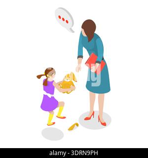 Illustrazione concettuale del vettore piatto isometrico 3D del problema ADHD Foto Stock