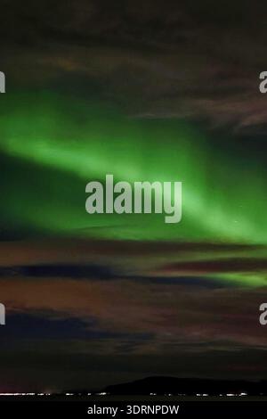 Islanda - Reykjavik, aurora boreale Foto Stock