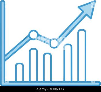 Icona del grafico a barre blu con colonne in aumento, illustrazione vettoriale piatta isolata su sfondo bianco. Illustrazione Vettoriale