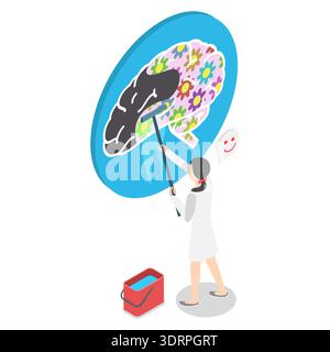 Illustrazione del vettore piatto isometrico 3D della depressione superata Foto Stock