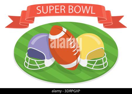 Illustrazione del vettore piatto isometrico 3D del Superbowl Foto Stock