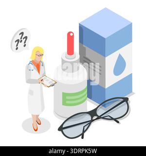 Illustrazione concettuale piatta isometrica 3D dell'oftalmologo Foto Stock