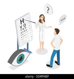 Illustrazione concettuale piatta isometrica 3D dell'oftalmologo Foto Stock