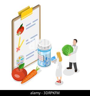 Illustrazione piatta isometrica 3D delle malattie del tratto digestivo, gastroenterologia e sistema digestivo. Componente 1 Foto Stock