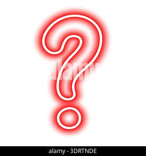 Punto interrogativo rosso luminoso su sfondo bianco Illustrazione Vettoriale