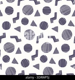 Motivo alla moda con forme geometriche a doodle Illustrazione Vettoriale