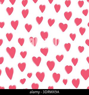 Carino motivo con cuori rosa disegnati a mano Illustrazione Vettoriale