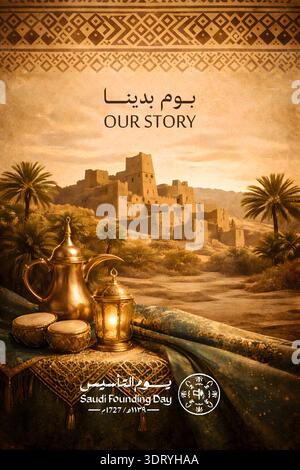 design di poster per il giorno di fouding saudita Foto Stock