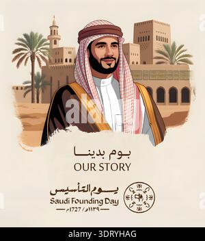 design di poster per il giorno di fouding saudita Foto Stock
