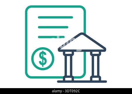 Icona estratto conto bancario. Stile icona linea. Icona relativa alla banca. Illustrazione vettoriale degli elementi del documento Illustrazione Vettoriale